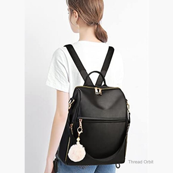 PU Leather Waterproof Backpack Purse with 10 Pockets for Travel main image 6
